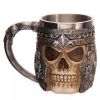 1pc Skull Knight Mug, Stainless Steel Viking Skull Mug, Creative Skeleton Beer Mug, Metal Skull Coffee Mug, Funny Gift, Home Kitchen Supplies