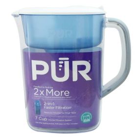 7 Cup Pitcher Filtration System, W 9.6" x H 10.1" x L 4.5", Blue,