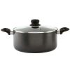 4.8 Quart Nonstick Charcoal Exterior Caldero or Dutch Oven with Glass Lid for Cooking or Serving