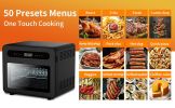 Geek Chef Steam Air Fryer Toast Oven Combo , 26 QT Steam Convection Oven Countertop , 50 Cooking Presets, with 6 Slice Toast, 12" Pizza, Black Stainle