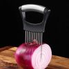 Stainless Steel Onion Cutter Holder Food Slicers Assistant Tomato Onion Slicer Holder Vegetables Cutting Fork Kitchen Gadgets