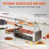 VEVOR Hot Dog Roller 5 Rollers 12 Hot Dogs Capacity, 750W Stainless Sausage Grill Cooker Machine with Dual Temp Control Glass Hood Acrylic Cover Bun W