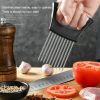 Stainless Steel Onion Holder Slicer Vegetable Tools Tomato Cutter Kitchen Gadget Steel Onion Needle With Cutting Safe Aid Holder Easy Slicer Cutter To