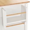 Kitchen Island Cart with Solid Wood Top and Locking Wheels,54.3 Inch Width,4 Door Cabinet and Two Drawers,Spice Rack, Towel Rack (White)