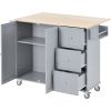 Rolling Mobile Kitchen Island with Solid Wood Top and Locking Wheels,52.7 Inch Width,Storage Cabinet and Drop Leaf Breakfast Bar,Spice Rack, Towel Rac