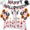 Halloween Bloody Hands Tablecloth Set Dimensional Ghost Balloon Set