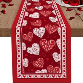 Table Decor Valentine's Day Table Runner Linen Printed Tablecloth (Color: Style 1, size: 33x183 cm)