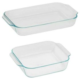 Basics Glass Bakeware Set Value Pack, Set of 2 (Color: Transparent)