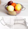 Ideal Kitchen Strainers and Colanders, Stainless Steel Mesh Strainer Basket with Handle, Stackable Mesh Footed Colander for Rinse Food, Fruit, Vegetab