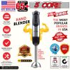 5 Core Handheld Blender, Electric Hand Blender 8-Speed 500W, Immersion Hand Held Blender Stick with Food Grade Stainless Steel Blades for Perfect Smoo